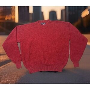 Vtg Boathouse Row Fishermans Sweater Chunky Knit XL Red Peter Manning Fit Stocky